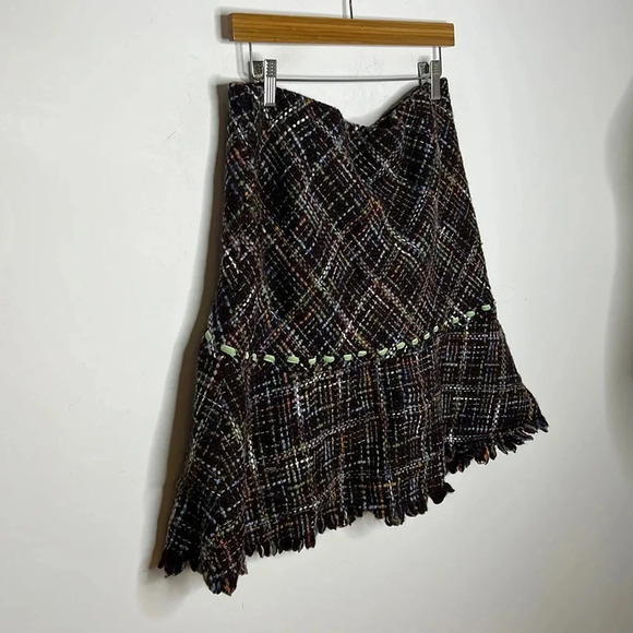Anthropologie Elevenses Wool Blend Tweed Skirt Ribbon Trim Cottagecore Fall - Picture 7 of 12